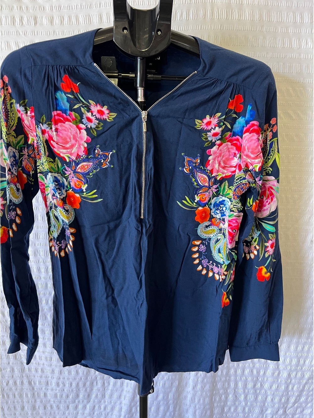 Desigual Floral Paisley Zip-Front Top – Women’s M